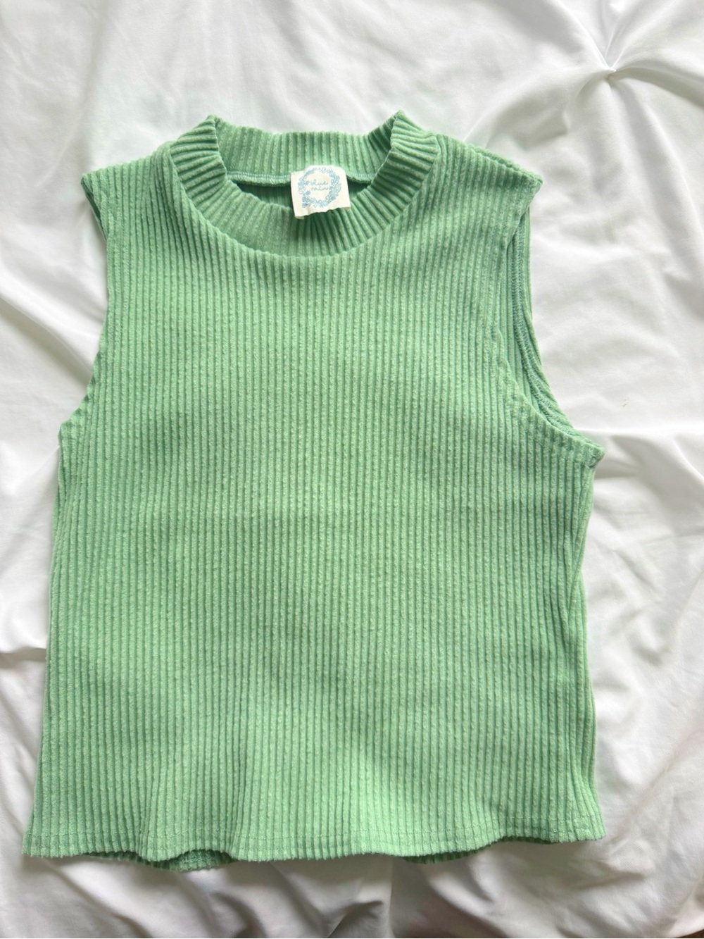 Blue Rain Mint Green Ribbed Sleeveless Top